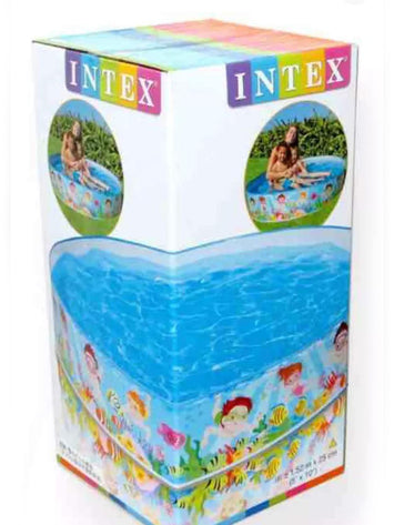 INTEX Inflatable Kids Swimming Pool with Cartoon Ocean Design – 3-Ring Baby Pool for Outdoor Summer Fun – 122 x 25 cm