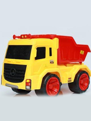 Friction Powered Dump Truck Toy for Kids – Heavy Duty Construction Vehicle Model (Yellow & Red)