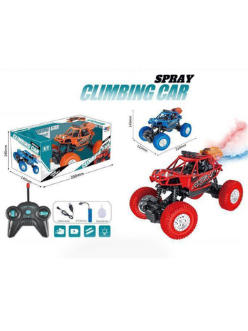 Rechargeable 4WD Spray Stunt Climbing Car with Remote Control – 360° Drift & Light-Up Wheels (Blue)