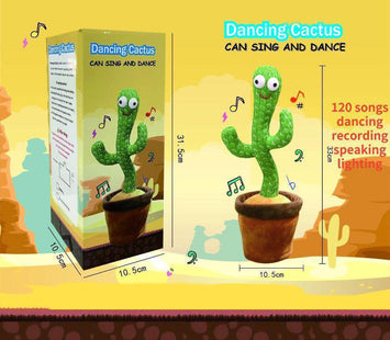 Dancing Cactus Toy for Kids – Singing, Dancing, Recording & Light-Up Plush Toy (120 Songs)