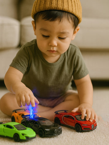 Super Sports Car Toy with Light – Friction Powered Die-Cast Car for Kids