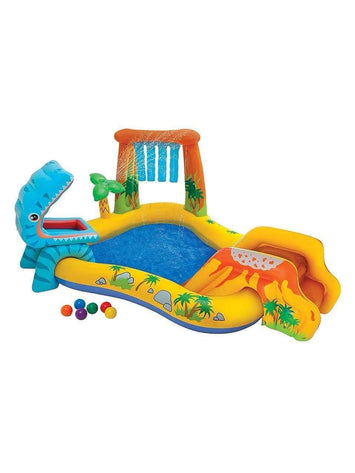 Intex Dinosaur Inflatable Play Center Pool with Slide, Sprayer & Ball Game – Kids Summer Fun Water Park (Ages 3+)
