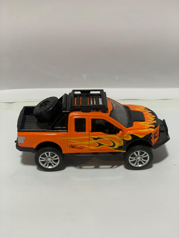 Off-Road Pickup Truck Toy with Lights – Friction Powered Jeep for Kids (Big Wheels, Flame Design)