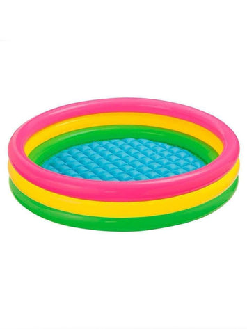 INTEX Rainbow Inflatable Kids Pool – Colorful Baby Swimming Pool with Soft Bubble Bottom – 86 x 25 cm – Ideal for Summer Fun