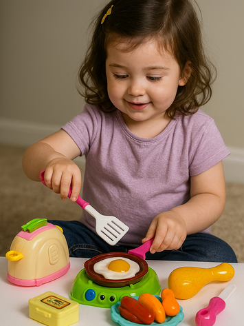 Happy Girls Kitchen Playset Toy for Kids – Pretend Cooking Set with Doll, Utensils, Food & Accessories | Educational Toy