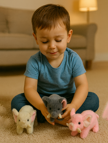 Cute Grey Elephant Plush Toy for Kids – Soft & Cuddly Stuffed Animal with Pink Ears