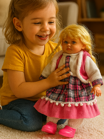 Cute Baby Girl Doll Toy with Pink Dress & Braided Hair – Soft Body Play Doll for Kids | Perfect Gift for Girls