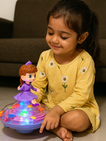 Shining Princess Spinning Toy – 360° Light Up Frisbee Doll for Girls (Age 3+)