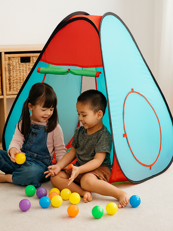 Pop-Up Play Tent with Colorful Ball Pit – Foldable Indoor/Outdoor Tent for Kids