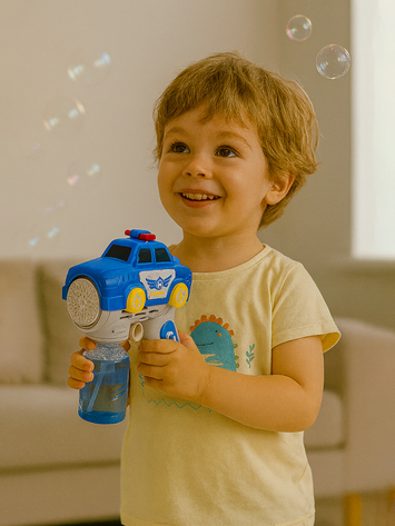 Police Car Bubble Gun Toy for Kids – Automatic Bubble Maker with Lights & Sound – Fun Outdoor & Bath Play – Safe & Colorful for Boys & Girls (3+ Years)