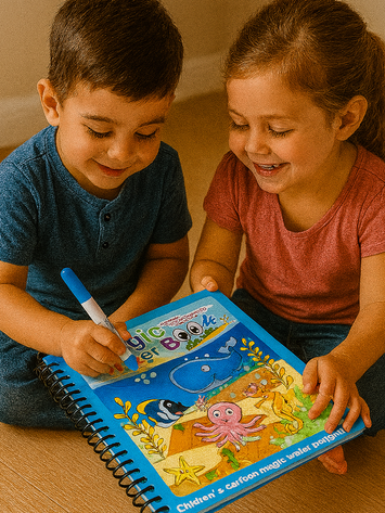 Magic Water Book for Kids – Reusable Water Painting Coloring Book with Pen – Mess-Free Learning Toy
