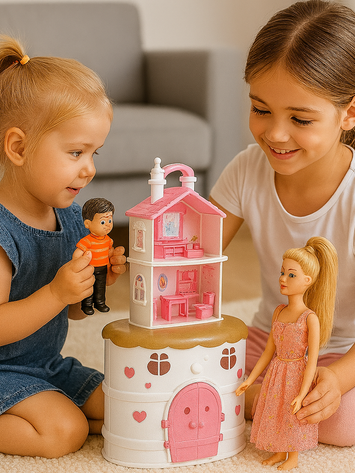 Dream Doll House Play Set with Family Figures, Barbie Doll & Furniture – Complete Pretend Play Toy for Girls (3+ Years)