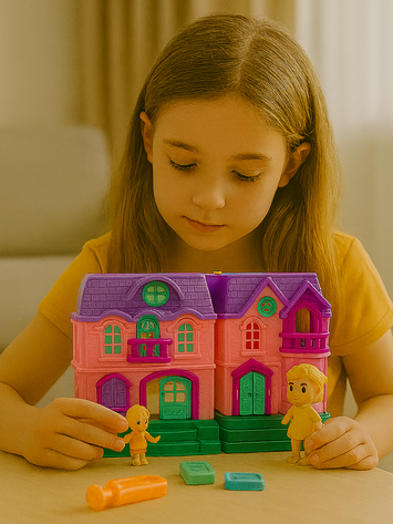 Colorful Dream Doll House with Furniture & Doll – Foldable Play Set for Girls | Multicolor Villa Toy