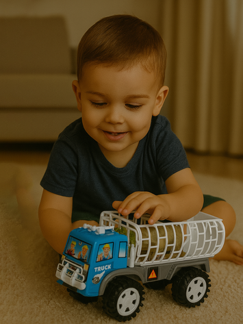 Cage Truck Toy for Kids – Heavy Duty Friction Powered Animal Transport Vehicle (Blue & White)