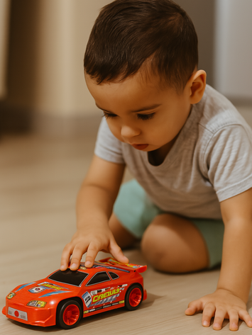 Kids Red Racing Sports Car Toy – Pull Back Action Vehicle for Boys (Plastic, Age 3+)