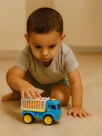 Musical Animal Cage Truck Toy for Kids – Light & Sound Lion Transport Truck (Friction Powered)