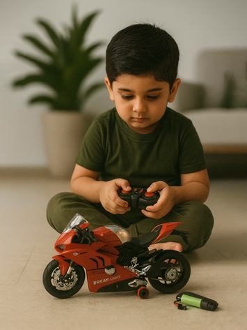 RC Ducati Style Remote Control Motorcycle – High Speed, 360° Rotation, Rechargeable Racing Bike Toy for Kids (6+ Age)