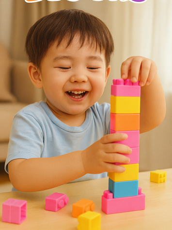 Colorful Building Blocks Set for Kids – 47 PCS Plastic Construction Toy in Carry Bag (Ages 3+)