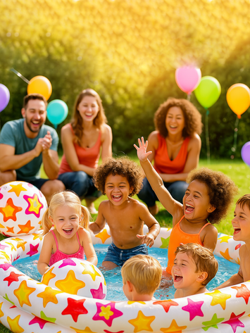 INTEX Inflatable Baby Pool with Ball & Ring Set Colorful Kids Swimming Pool for Outdoor Water Fun