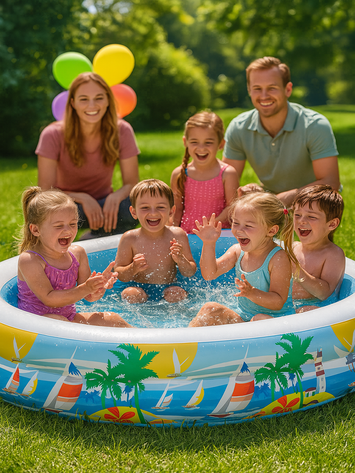 Intex Inflatable Oval Swimming Pool for Kids & Family – Summer Outdoor Fun Pool with Beach Design (Large Size)