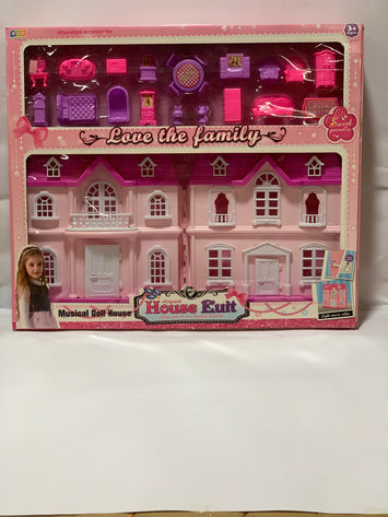 Luxury Doll House Set with Furniture – Pink Foldable Dream Villa for Girls | 20+ Mini Accessories