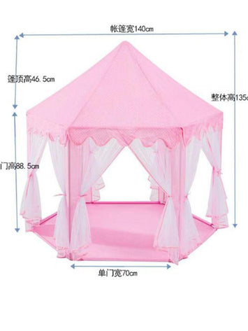 Princess Castle Tent with Lights for Girls – Indoor Kids Playhouse with Mesh Curtains & Starry Fairy Lights