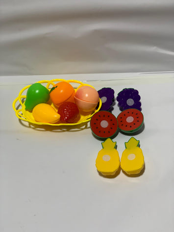 Happy Little Chef – Kids Cutting Fruit Toy Set with Basket | Educational Pretend Play Kitchen Toys for Toddlers Age 3+