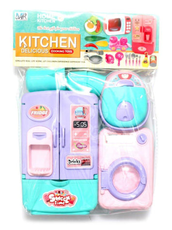 Sweet Time Kitchen Play Set for Kids – Mini Fridge, Stove & Washing Machine | Pretend Cooking Toys for Girls & Boys