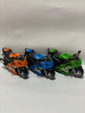 Die-Cast Green Racing Bike Toy – Pull Back Sports Motorcycle Model for Kids (Metal Body #46 Moto Design)