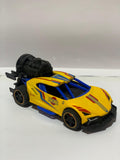 Yellow Racing Toy Car with Light & Smoke – Friction Powered Sports Car for Kids with Big Engine Look