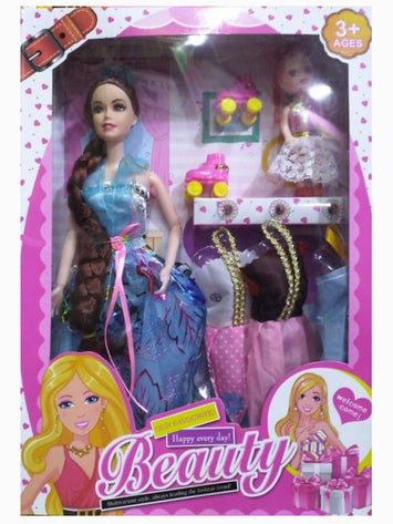 Beauty Fashion Doll Set with Extra Dresses & Accessories – Gift Toy for Girls (3+ Years)