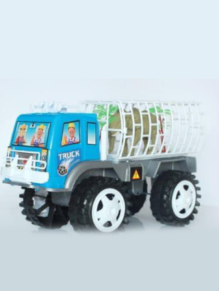 Cage Truck Toy for Kids – Heavy Duty Friction Powered Animal Transport Vehicle (Blue & White)