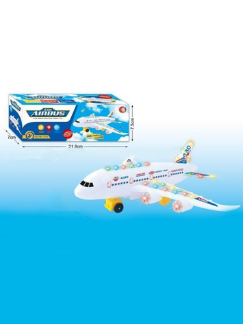 A380 Musical Airbus Toy Plane with Flashing Lights & Bump-and-Go Action – Battery Operated Jet for Kids