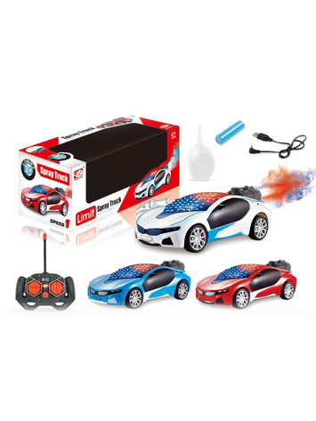 Rechargeable 5-Function RC Spray Car with 3D Lights & Mist Effect – USB Charging Remote Control Car for Kids (Limit Spray Truck)