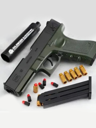 Soft Bullet Toy Gun with Silencer & Magazine – Realistic Military Style for Kids (Safe & Durable)