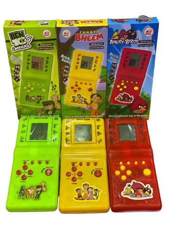 Cartoon-Themed Classic Brick Game Console for Kids – 9999 in 1 Retro Handheld Gaming Toy (Ben 10, Chhota Bheem, Angry Birds)