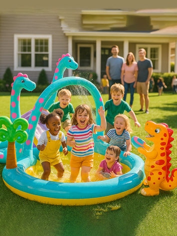 Intex Dinosaur Inflatable Play Center Pool with Slide & Sprinkler – Kids Summer Water Park Adventure