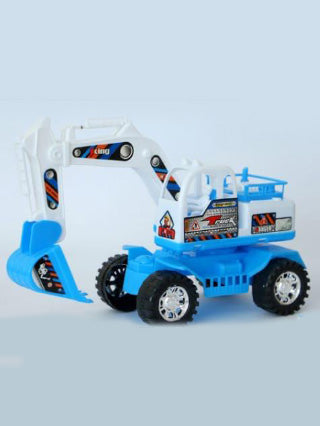 Blue & White Excavator Toy Truck for Kids – Heavy-Duty Construction Digger Vehicle with Moving Arm | Non-Electric Push Toy for Boys 3+