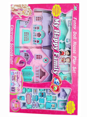 My Happy Family Doll House Play Set with Lights & Sound – Large Barbie Dollhouse Toy with Furniture & Figures for Girls