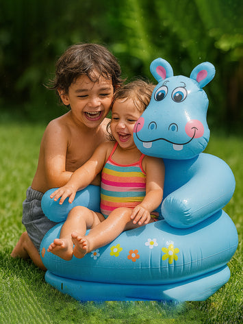 Intex Inflatable Hippo Chair for Kids – Cute Cartoon Animal Sofa Seat for Toddlers – Lightweight & Comfortable Indoor Lounge
