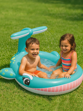 Inflatable Whale Kids Pool with Water Sprinkler – Baby & Toddler Outdoor Splash Pad – Summer Backyard Fun for Ages 1-5
