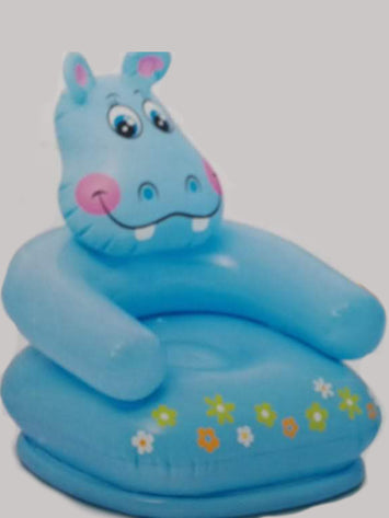 Intex Inflatable Hippo Chair for Kids – Cute Cartoon Animal Sofa Seat for Toddlers – Lightweight & Comfortable Indoor Lounge