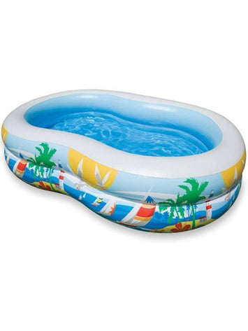 Intex Inflatable Oval Swimming Pool for Kids & Family – Summer Outdoor Fun Pool with Beach Design (Large Size)