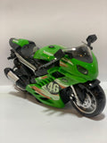 Die-Cast Green Racing Bike Toy – Pull Back Sports Motorcycle Model for Kids (Metal Body #46 Moto Design)