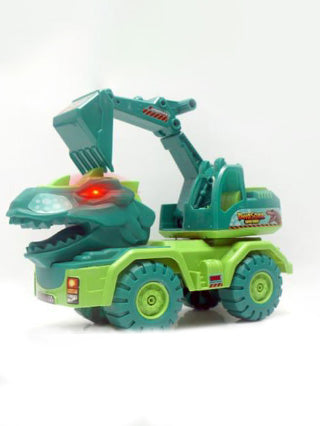 Dinosaur Excavator Truck Toy with Lights & Sounds – Green Dino Construction Vehicle for Kids | Jurassic Themed Toy Truck for Boys & Toddlers 3+