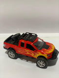 Off-Road Pickup Truck Toy with Lights – Friction Powered Jeep for Kids (Big Wheels, Flame Design)