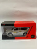 1:24 White Toyota Prado Diecast SUV Model Car – Metal Body, Lights, Sound, Openable Doors & Pull Back Action