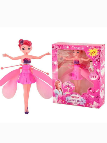 Flying Fairy Princess Doll Toy – Hand Sensor Infrared Induction Helicopter Doll for Girls (Rechargeable, Pink)