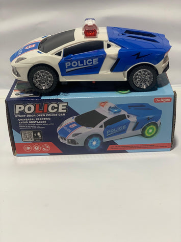 Electric Police Stunt Car Toy with Lights & Sound – Obstacle Avoiding Action Car for Kids 3+