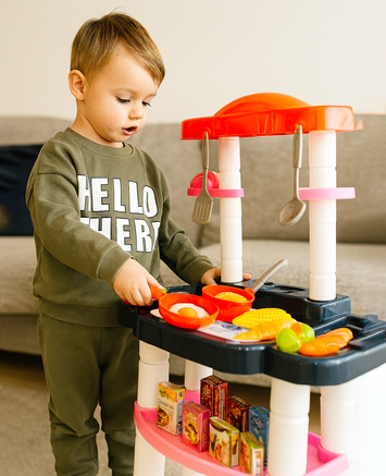 Large Deluxe Kitchen Toy Set for Kids – 44 Pieces Pretend Cooking Playset with Realistic Water Sink & Accessories